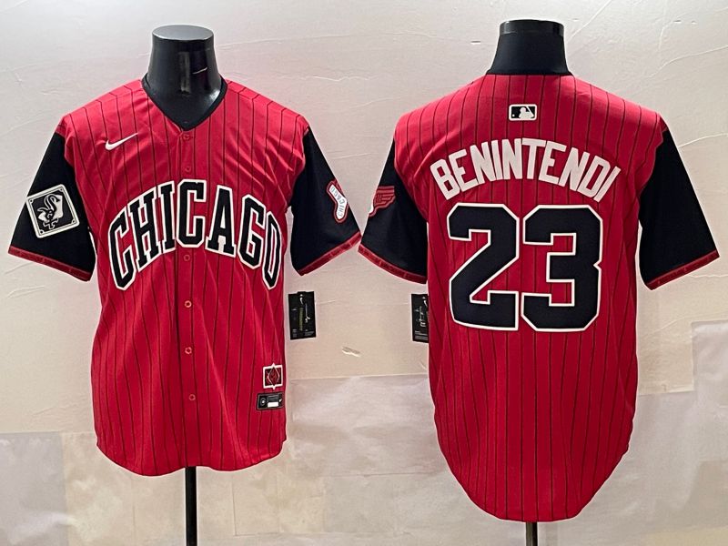 Men Chicago White Sox #23 Benintendi Red Stripe Joint Name 2025 Nike MLB Jersey style 7
